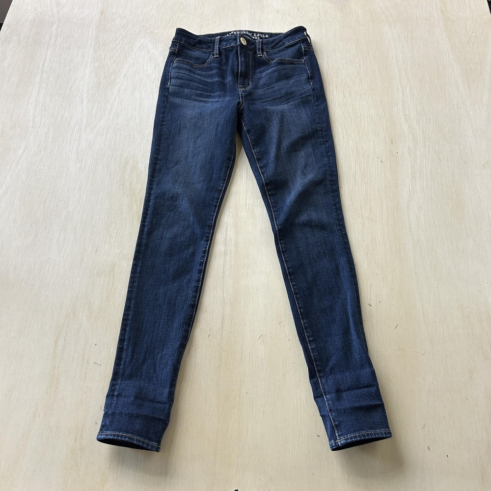 American Eagle Outfitters Jegging Jeans Womens 2 Dark Wash High Rise 360 Stretch